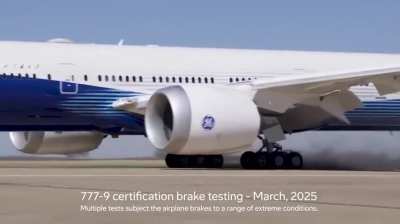 Boeing 777-9X performing brake test