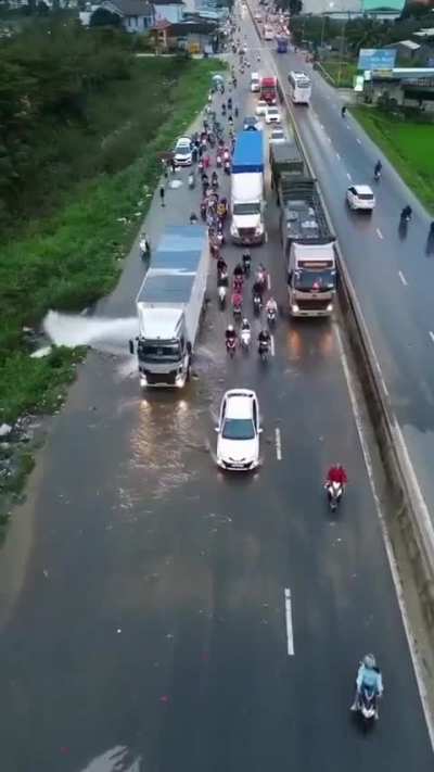Lorry driver shielded everyone from a burst pipe Miscellaneous / Others