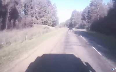 Russia: Speeding truck crashes into a few bushes and trees