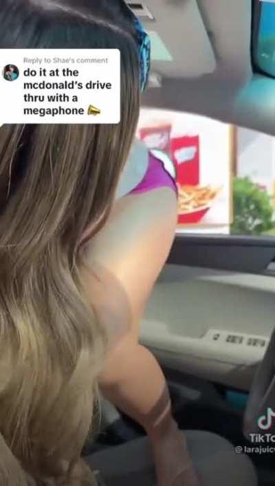 Girl shits her britches into a megaphone in the McDonald’s drive through