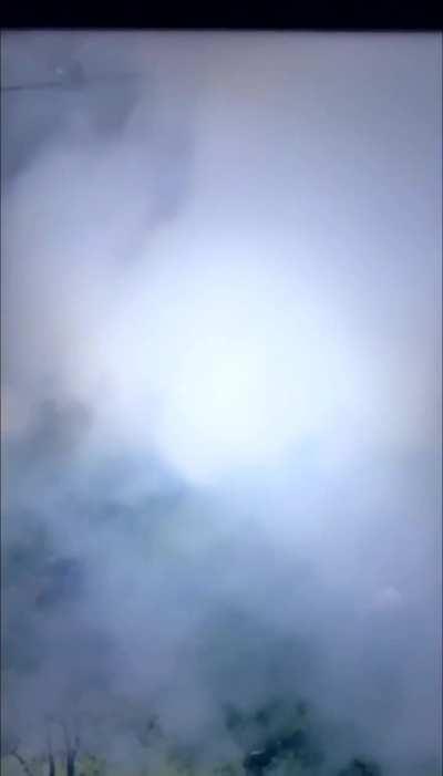 russian soldier walks out of house and is surprised by one of Magyar's drones waiting for him outside