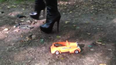 Black Boots with Red Bottoms VS Crawdads toy Cars