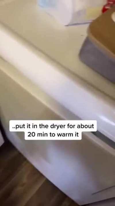 Kitty likes his bed nice and warm before laying in it