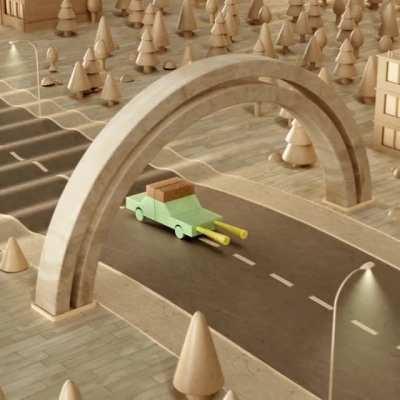 wooden toy car simulated