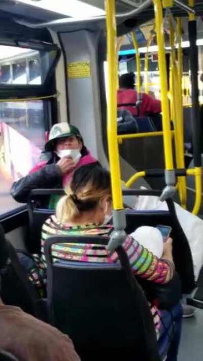 Racist Karen Assaults and Preaches on the Bus