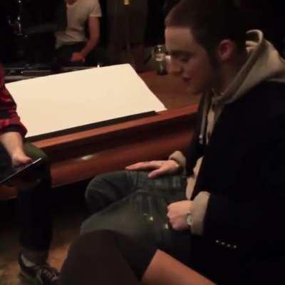 Mac teaching Missed Calls lyrics to actress.