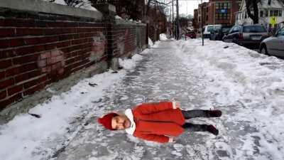 Freddie slips on ice