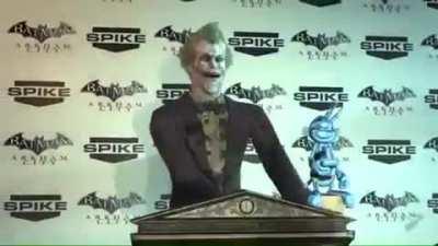I found this Old video of Joker’s Acceptance speech for Arkham City at the VGA in 2011.