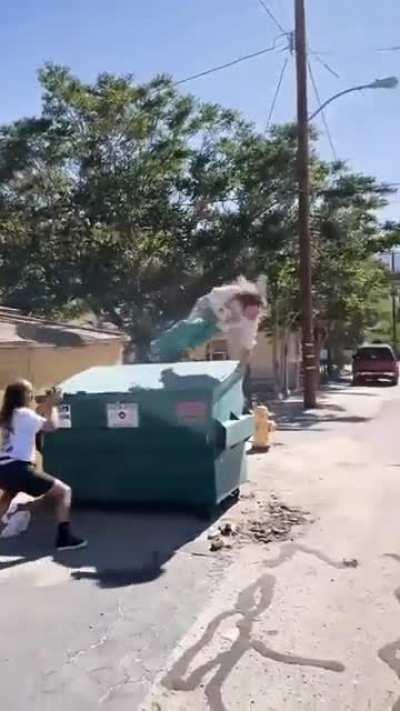 Skate boarding from roof, get a face plant.