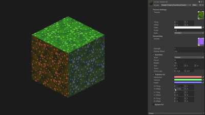 SeamlessShader: Hexagon tabanlı UV kullanan, shader graph tabanlı bir shader; non-seamless dokuları seamless görünümlü dokulara dönüştürür.