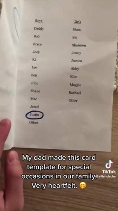 How I imagine receiving a card is when you’re in the Duggar family