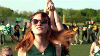 bring it on type movie with voluptuous booty etc cheerleader nothing under their skirt. Just doing normal cheerleading flashing all their goodness. no sex.