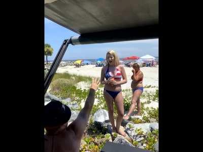 4th of July KKKaren yells “Go back home you fucking AyyRahb” at person legally parked at a public beach just because she got there late and couldn’t find a parking spot. She’s from out of town and the “Fucking Ayyyrahb” owns a house on the island she’s be
