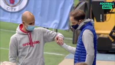 Tuchel and Pep with one of the worst handshakes of all time before the match