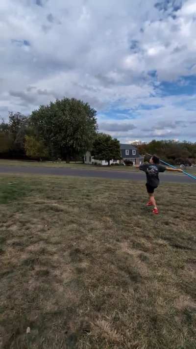 Is anyone able to calculate the distance that this javelin traveled based off of the video