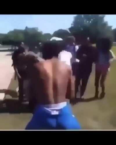 He beat him to so bad he had to run home to mama