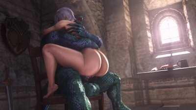 Ivy riding Lizardman (noname55) [Soulcalibur]
