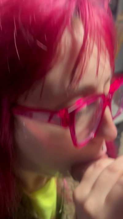 Sucking the cum out of his cum straw 🤤 😈