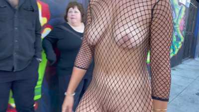 Dared to wear a fishnet in public with no bra
