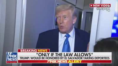 Reporter: ”The president of El Salvador said he would be willing to take American citizens in federal prison population.“ Trump: ”I love that“