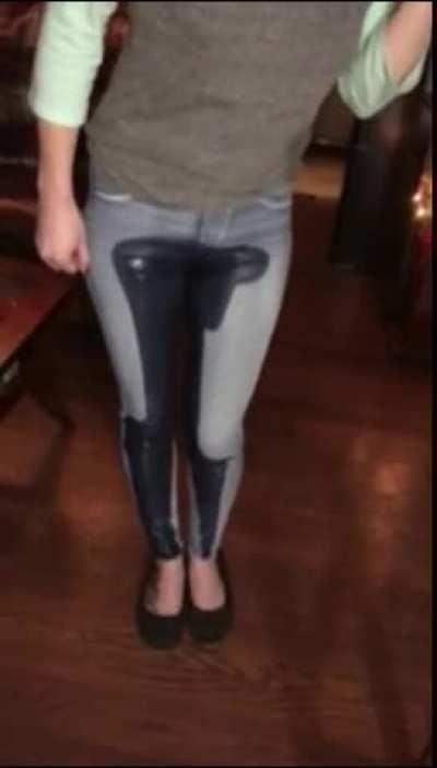 Casually Flooding Jeans while on the Phone
