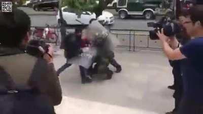 Greek Police clash with rioters who tried to tear down the statue of Harry Truman in Athens.