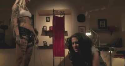 Cuntbusting knee to a recently pierced clit, from the movie 