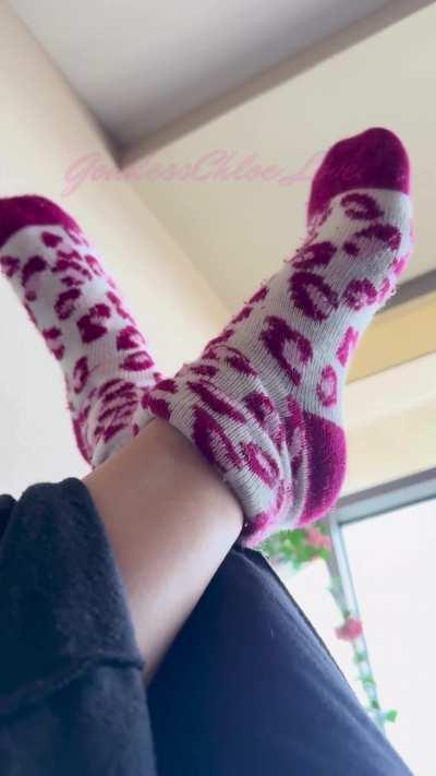 [F] I've been wearing these fuzzy socks all day