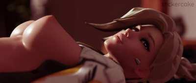 Cumming on Mercy (Stickercake) [Overwatch]