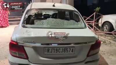 Jodhpur: Man smashes luxury cars (Fortuner & Dzire) with iron rod early morning. CCTV captures the vandalism in Pratapnagar’s HUDCO Quarters, Kamla Nehru Nagar. Fortuner alarm goes off instantly.