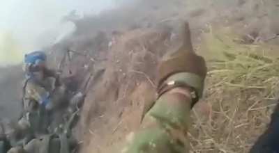 Ukrainian BTR-82A retrieving a ukrainian squad whilst under fire (2022)