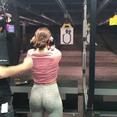 Chrysti Ane(aka the Pink Power Ranger) at a gun range