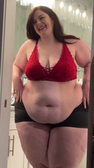 you wanna cum all over my huge belly?