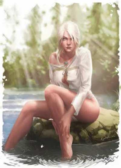 Ciri by the lake. Art by (KrysDecker) animation by (desktoppaints)