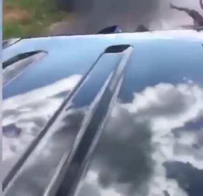 Doing an unintended backflip out of the jacuzzi that's on the pickup truck...ouchie...