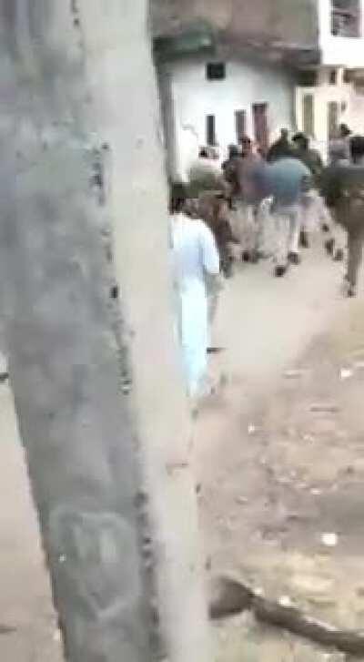 Shivraj ji following yogiji. MP police drags Gangster Rizwan Irani from his home after his gang opened fire on police