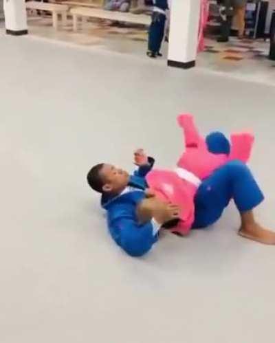 The pink little Girl is super cute fighter.