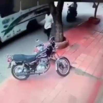 Trying to steal a motorcycle
