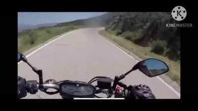 biker kisses truck at 43mph