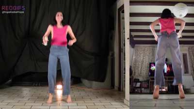 I'm wearing my jeans backwards like in JUMP MV, but I remove it mid dance which isn't in the MV haha