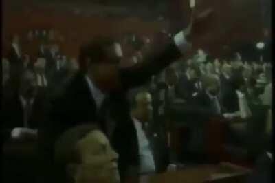 This is Leyla Zana, the first Kurdish woman to be elected into the Turkish parliament back in 1991. And this was the reaction from the turkish parliament.