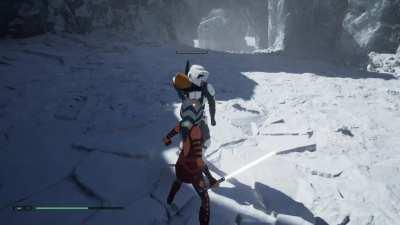 scout trooper gives up after realizing he can't hit me