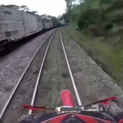 Who thinks riding on train tracks is a good idea?