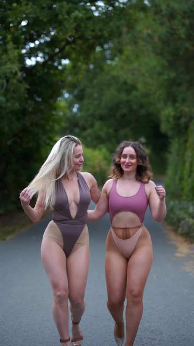 Me and my friend Poppy walking in pantyhose