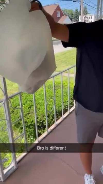 Unorthodox way of removing a wasps nest