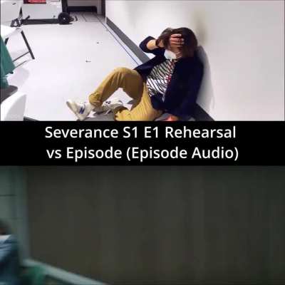 Adam Scott & Britt Lower Severance S1E1 Rehearsal footage vs Episode video