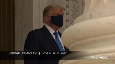 Watch Trump in this. RBG gets him.