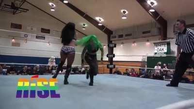 Shotzi catches Tessa Blanchard low whilst she's in the air