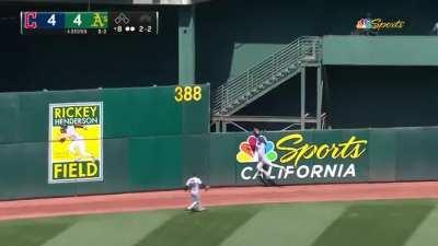 [Highlight] Myles Straw with an awesome jumping catch at the wall to end the 8th inning