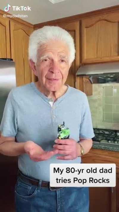 80 year old tries poprocks (not OC)